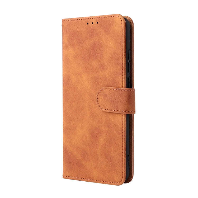 For TCL 10 SE Solid Color Skin Feel Magnetic Buckle Leather Phone Case(Brown)