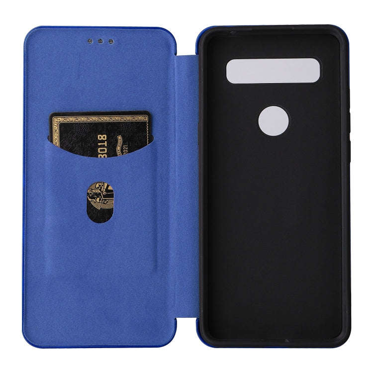 For TCL 10 SE Carbon Fiber Texture Leather Phone Case with Card Slot(Blue)