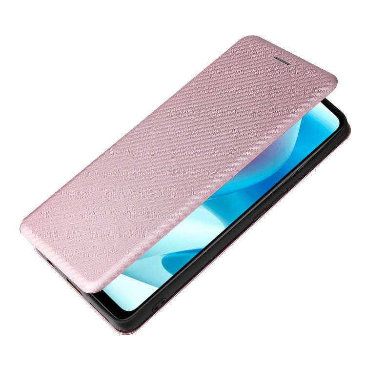For Motorola Moto G60S Carbon Fiber Texture Leather Phone Case with Card Slot(Pink)