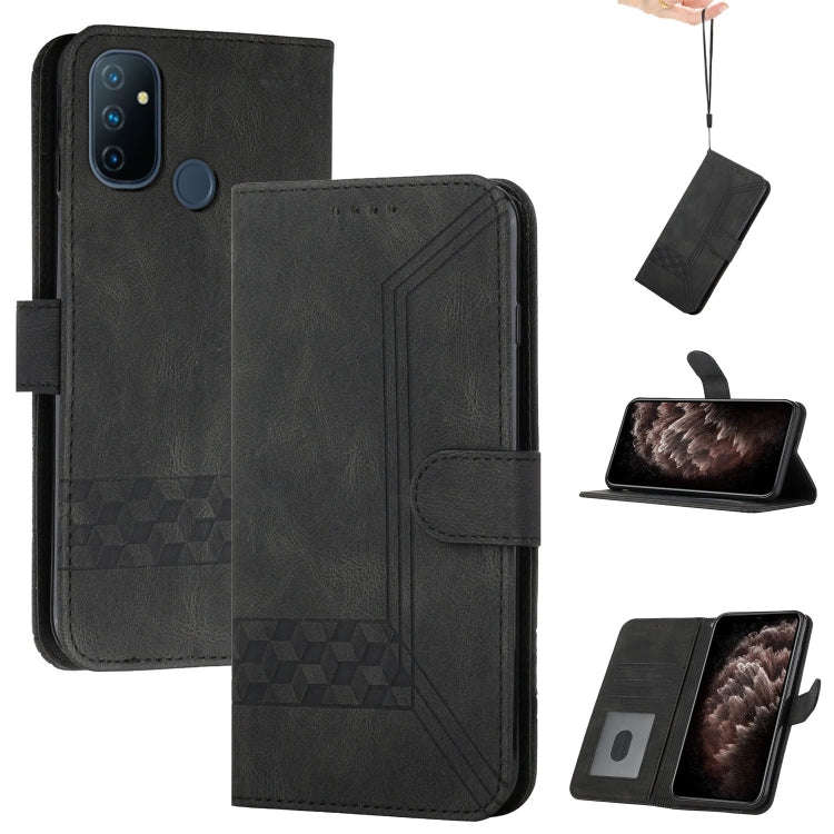 Cubic Skin Feel Flip Leather Phone Case For OnePlus Nord N10 5G(Black)
