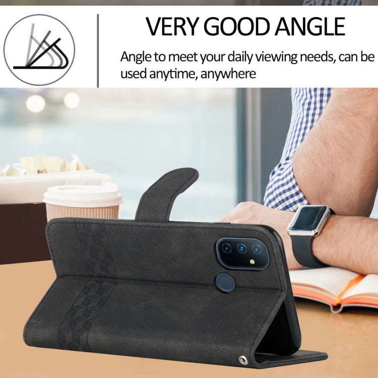Cubic Skin Feel Flip Leather Phone Case For OnePlus Nord N10 5G(Black)