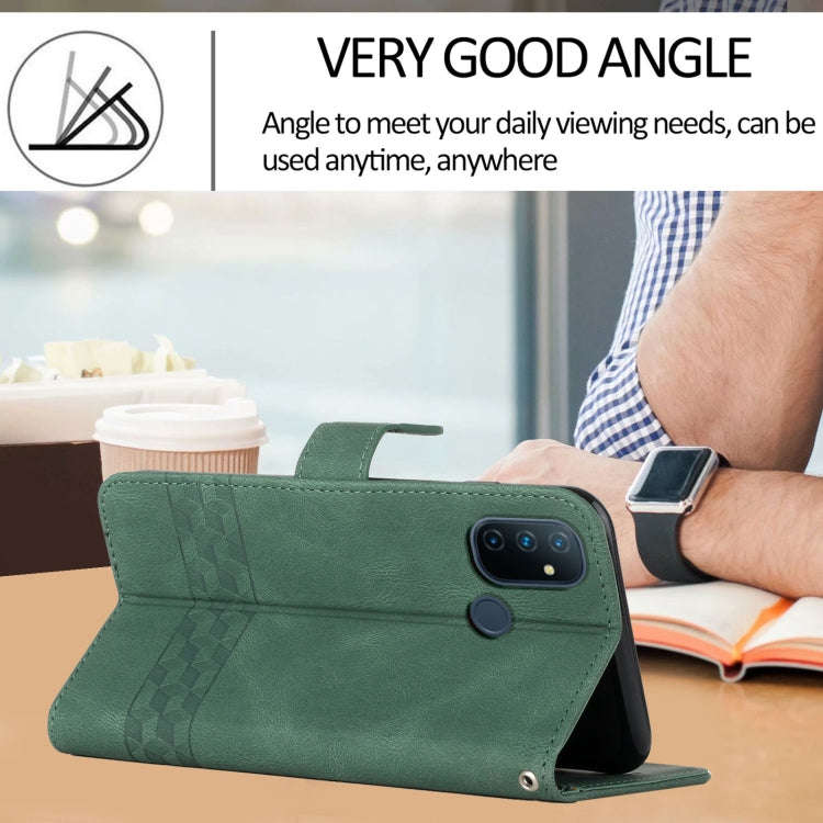 Cubic Skin Feel Flip Leather Phone Case For OnePlus Nord N10 5G(Green)