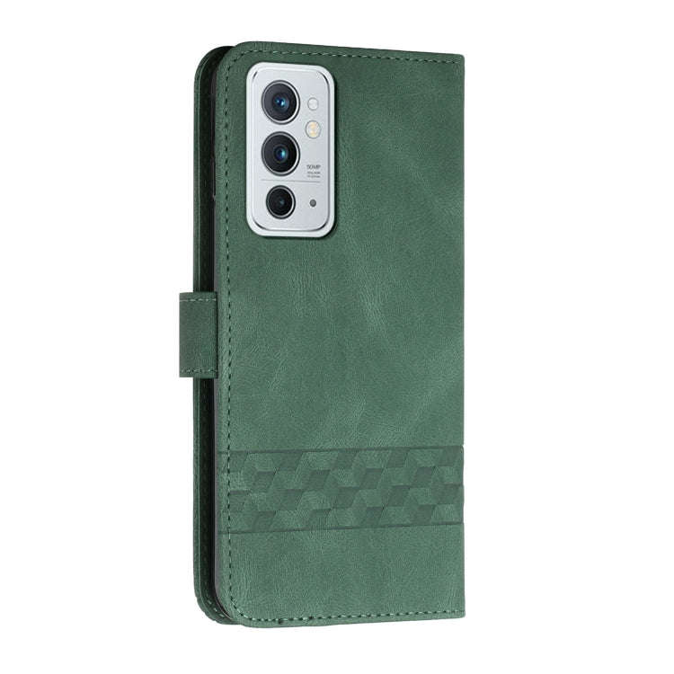 Cubic Skin Feel Flip Leather Phone Case For OnePlus 9RT 5G(Green)