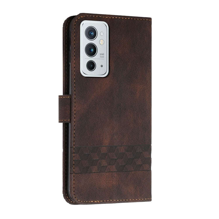 Cubic Skin Feel Flip Leather Phone Case For OnePlus 9RT 5G(Brown)