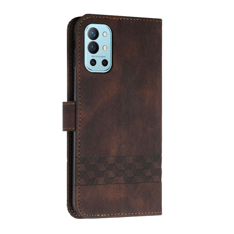 Cubic Skin Feel Flip Leather Phone Case For OnePlus 9R Pro(Brown)