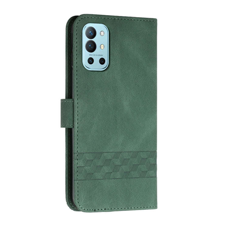 Cubic Skin Feel Flip Leather Phone Case For OnePlus 9R(Green)