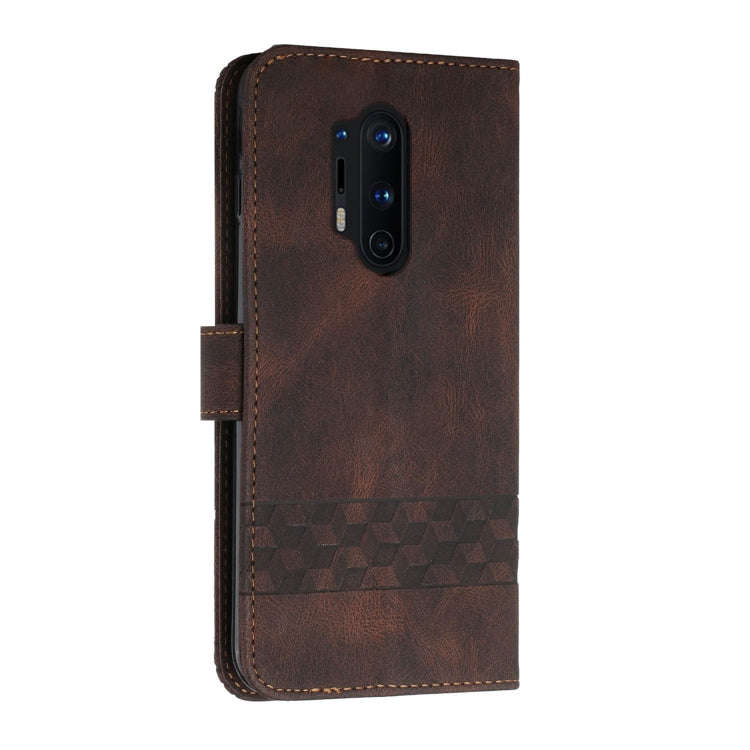 Cubic Skin Feel Flip Leather Phone Case For OnePlus 8 Pro(Brown)