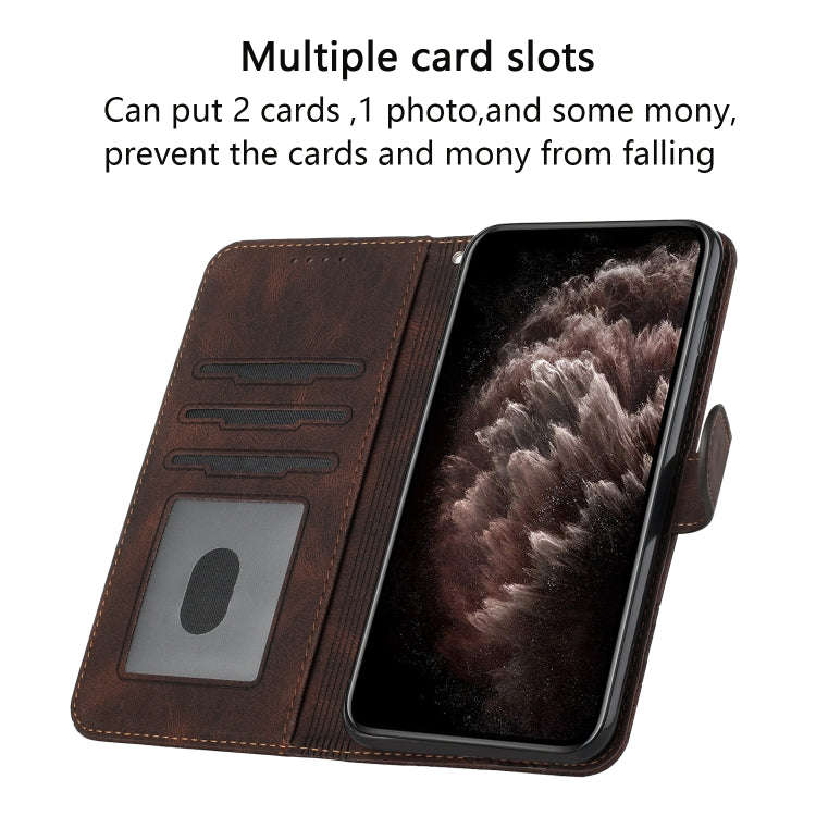 Cubic Skin Feel Flip Leather Phone Case For OnePlus 8 Pro(Brown)