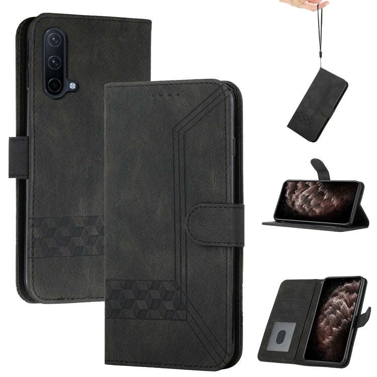 Cubic Skin Feel Flip Leather Phone Case For OnePlus Nord CE 5G(Black)