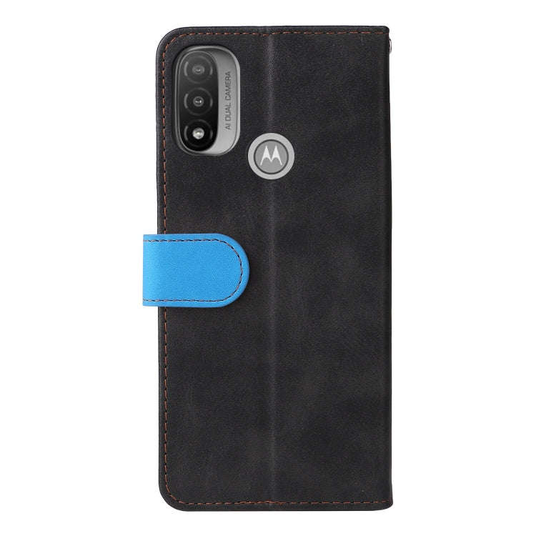 For Motorola Moto E40 / E30 / E20 Stitching-Color Flip Leather Phone Case with Holder(Blue)
