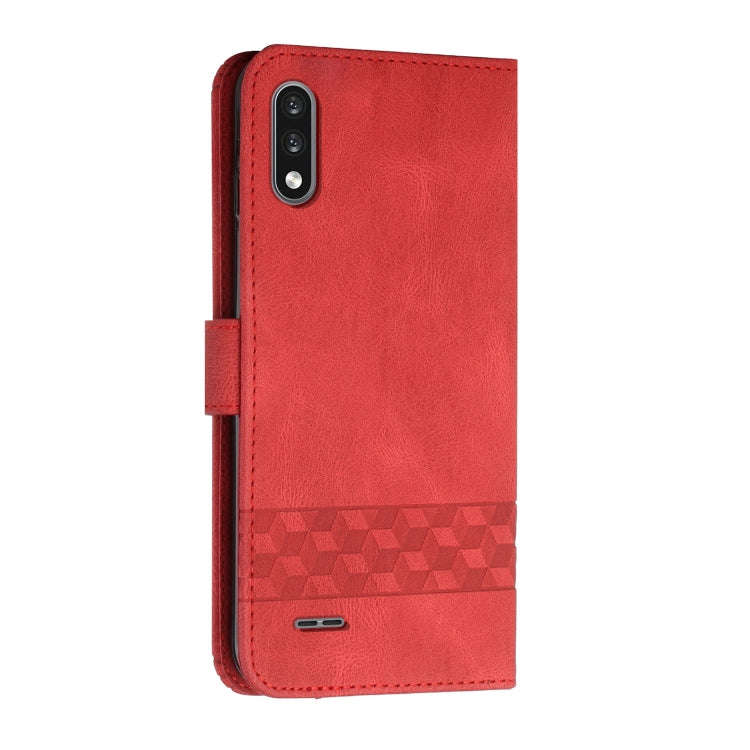 For LG K22 Cubic Skin Feel Flip Leather Phone Case(Red)