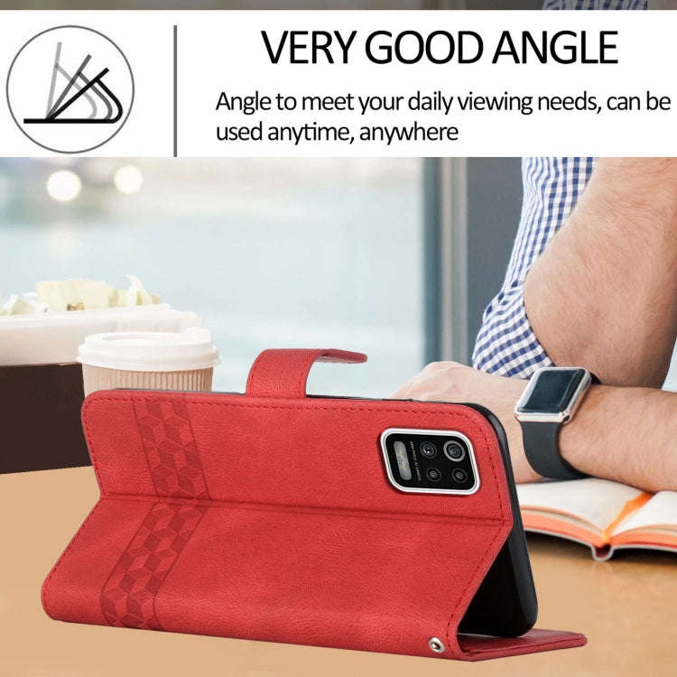 For LG K42 Cubic Skin Feel Flip Leather Phone Case(Red)