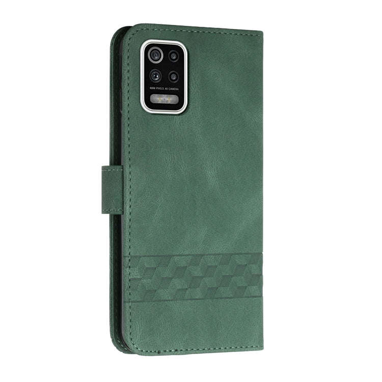For LG K42 Cubic Skin Feel Flip Leather Phone Case(Dark Green)
