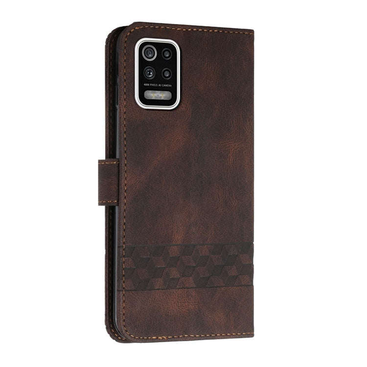 For LG K42 Cubic Skin Feel Flip Leather Phone Case(Dark Brown)