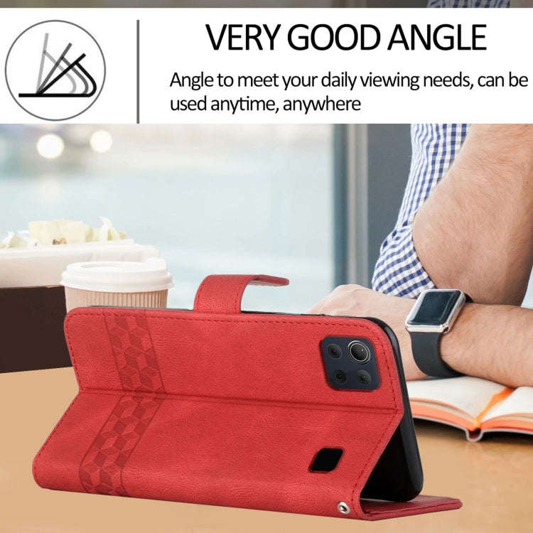 For LG K92 5G Cubic Skin Feel Flip Leather Phone Case(Red)