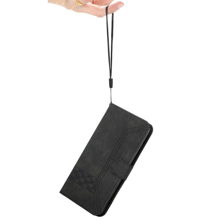 For LG Stylo 7 5G Cubic Skin Feel Flip Leather Phone Case(Black)