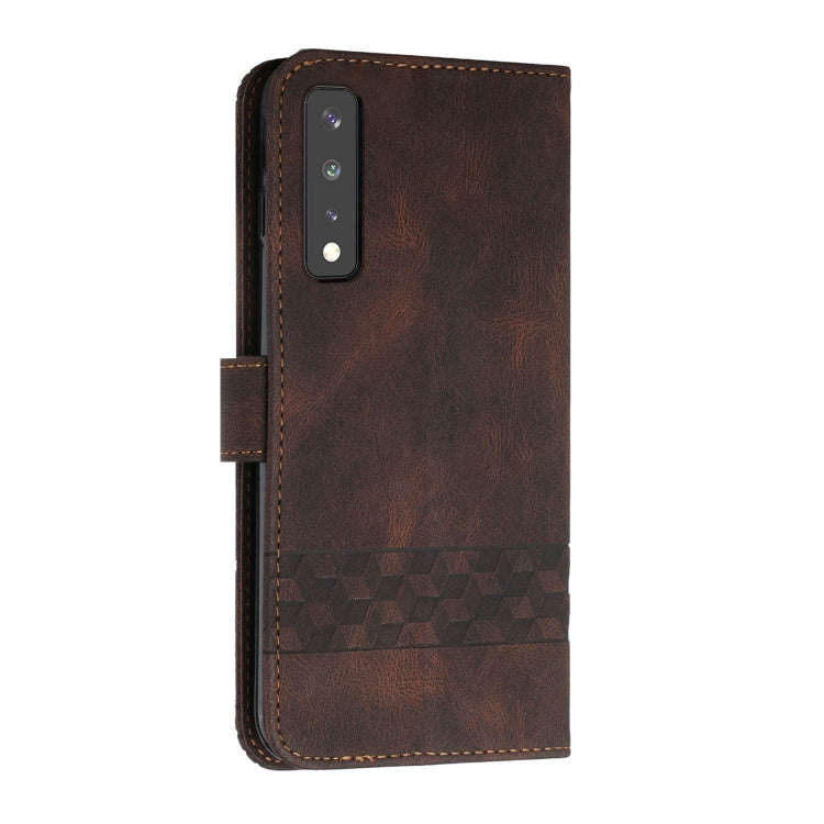 For LG Stylo 7 5G Cubic Skin Feel Flip Leather Phone Case(Dark Brown)