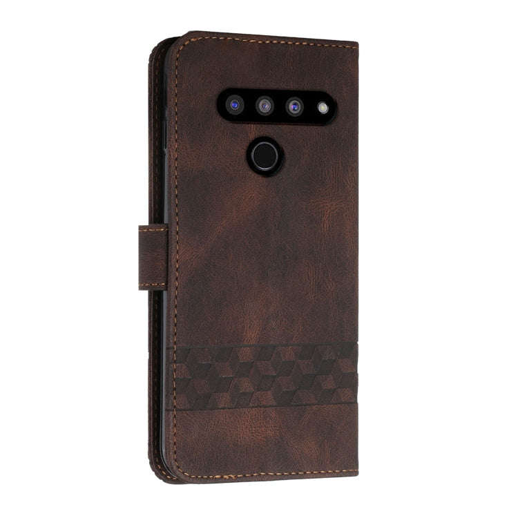 For LG V50 ThinQ 5G Cubic Skin Feel Flip Leather Phone Case(Dark Brown)