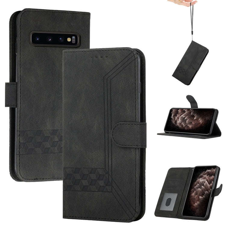 For LG V60 ThinQ 5G Cubic Skin Feel Flip Leather Phone Case(Black)