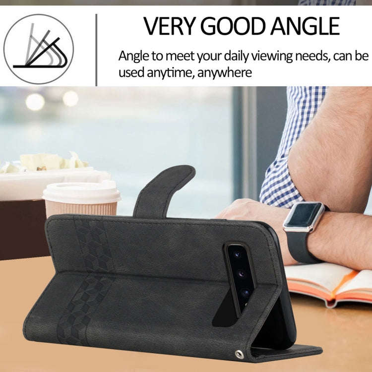 For LG V60 ThinQ 5G Cubic Skin Feel Flip Leather Phone Case(Black)