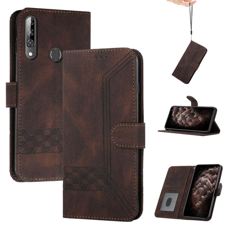 For LG W31 / W31+ Cubic Skin Feel Flip Leather Phone Case(Dark Brown)