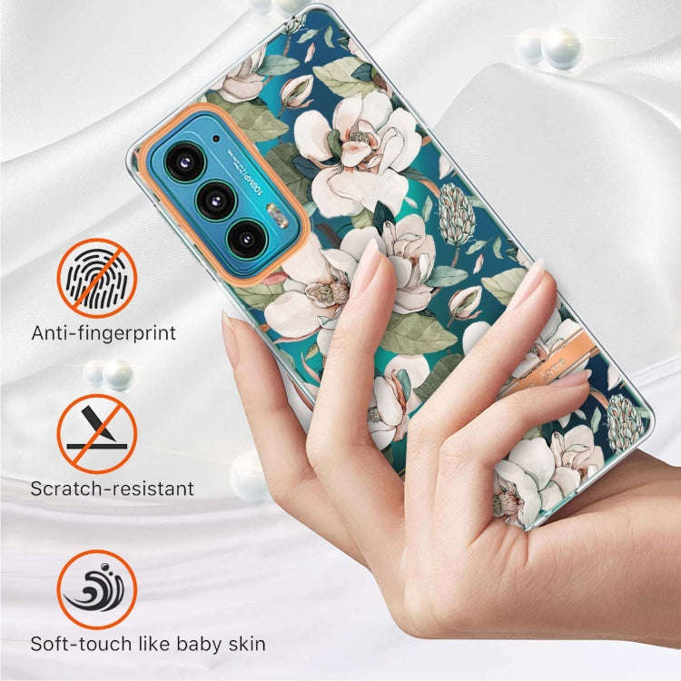 Flowers and Plants Series IMD TPU Phone Case For Motorola Edge 20(Green Gardenia)