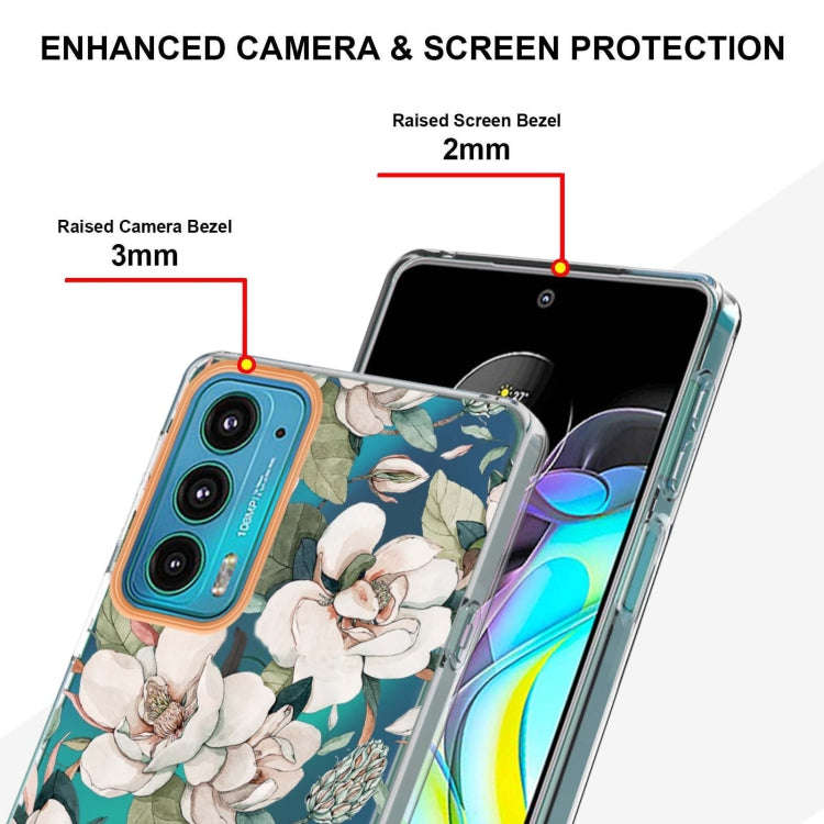 Flowers and Plants Series IMD TPU Phone Case For Motorola Edge 20(Green Gardenia)