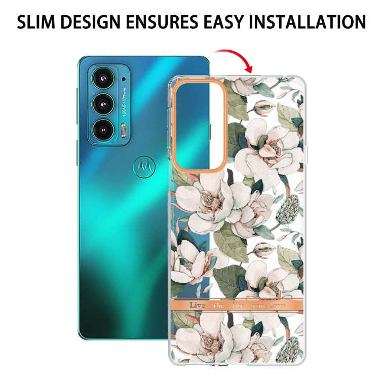 Flowers and Plants Series IMD TPU Phone Case For Motorola Edge 20(Green Gardenia)