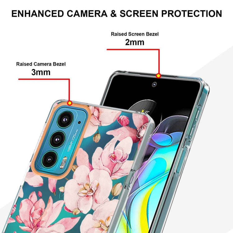 Flowers and Plants Series IMD TPU Phone Case For Motorola Edge 20(Pink Gardenia)