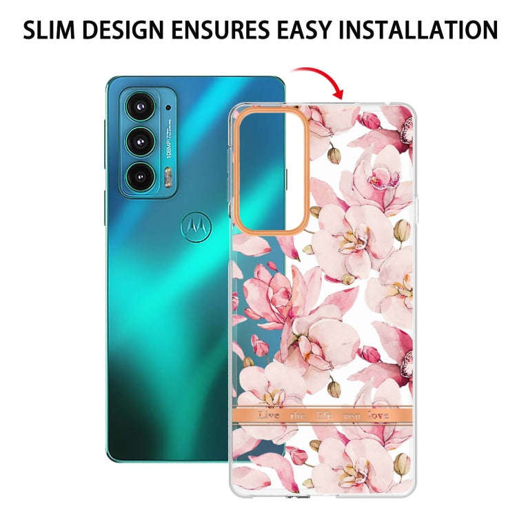 Flowers and Plants Series IMD TPU Phone Case For Motorola Edge 20(Pink Gardenia)
