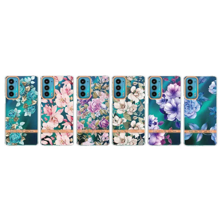 Flowers and Plants Series IMD TPU Phone Case For Motorola Edge 20(Purple Peony)