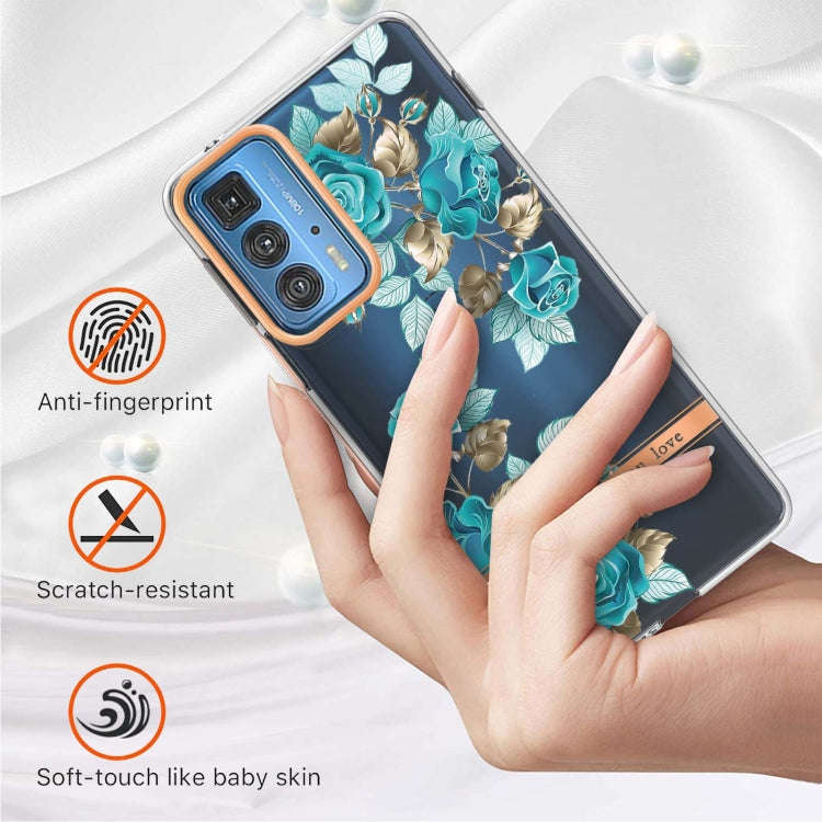 Flowers and Plants Series IMD TPU Phone Case For Motorola Edge 20 Pro(Blue Rose)