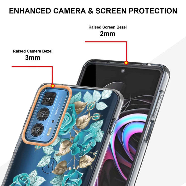 Flowers and Plants Series IMD TPU Phone Case For Motorola Edge 20 Pro(Blue Rose)