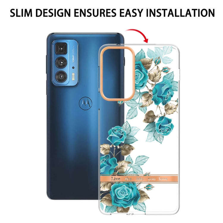 Flowers and Plants Series IMD TPU Phone Case For Motorola Edge 20 Pro(Blue Rose)