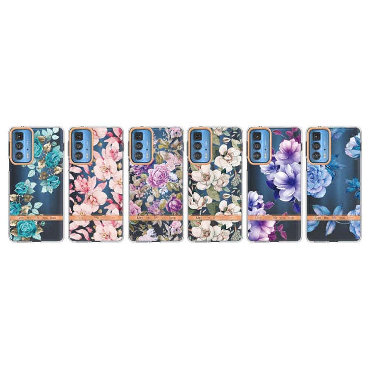 Flowers and Plants Series IMD TPU Phone Case For Motorola Edge 20 Pro(Blue Rose)