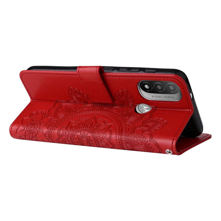 For Motorola Moto E20 / E30 / E40 7-petal Flowers Embossing Pattern Horizontal Flip CasePhone Cas...