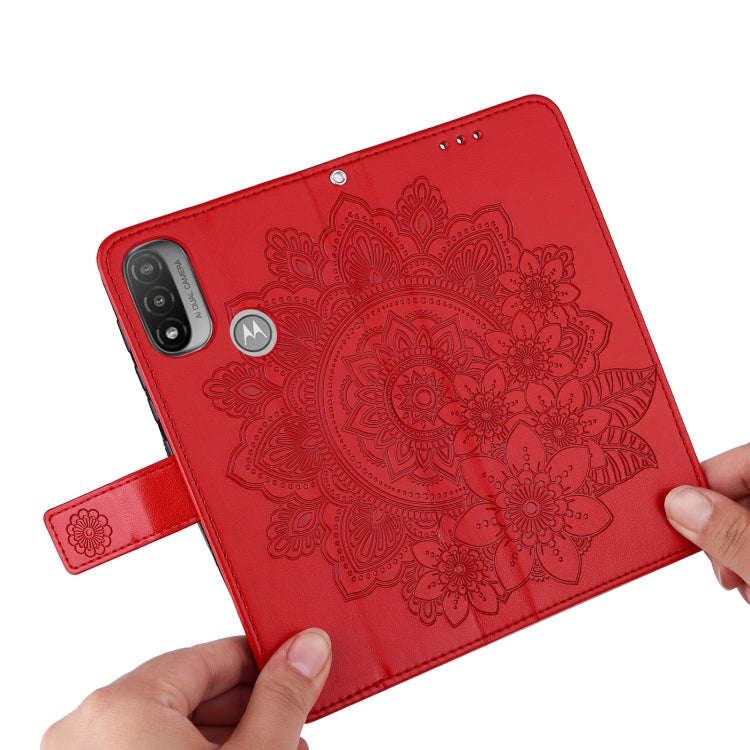 For Motorola Moto E20 / E30 / E40 7-petal Flowers Embossing Pattern Horizontal Flip CasePhone Cas...