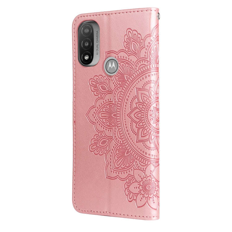 For Motorola Moto E20 / E30 / E40 7-petal Flowers Embossing Pattern Horizontal Flip CasePhone Cas...