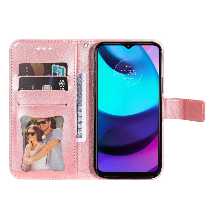 For Motorola Moto E20 / E30 / E40 7-petal Flowers Embossing Pattern Horizontal Flip CasePhone Cas...