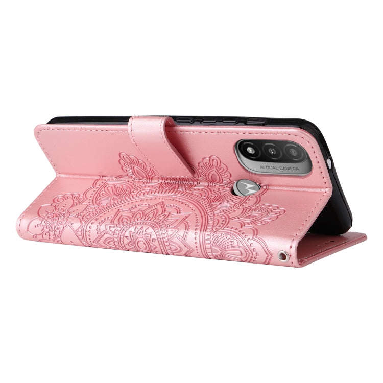 For Motorola Moto E20 / E30 / E40 7-petal Flowers Embossing Pattern Horizontal Flip CasePhone Cas...