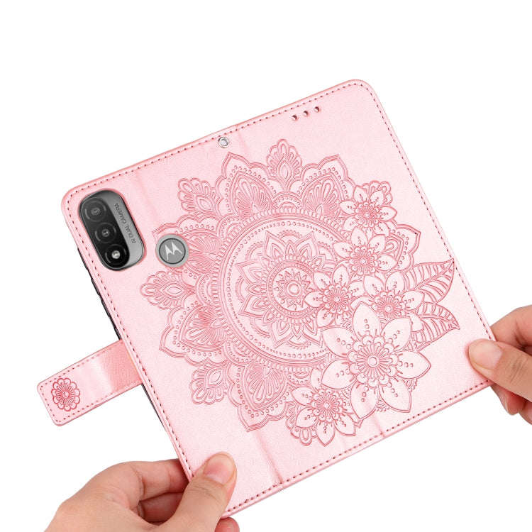 For Motorola Moto E20 / E30 / E40 7-petal Flowers Embossing Pattern Horizontal Flip CasePhone Cas...