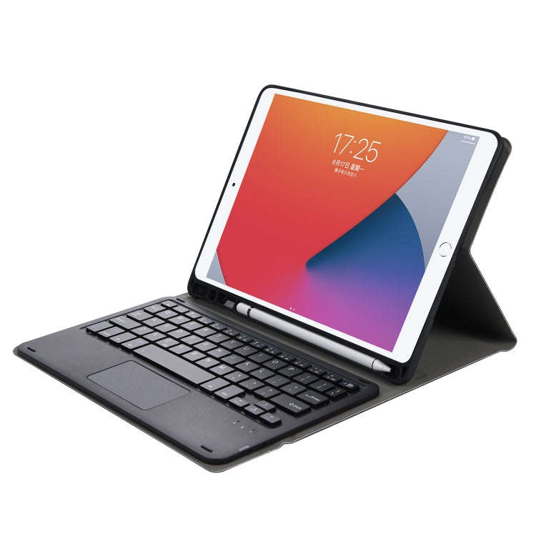 A07B-A Lambskin Texture Square Keycap Bluetooth Keyboard Leather Case with Touch Control For iPad...