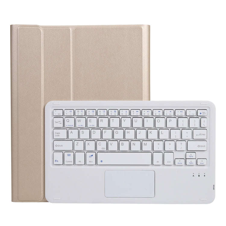 A102B-A Lambskin Texture Square Keycap Bluetooth Keyboard Leather Case with Touch Control For iPa...