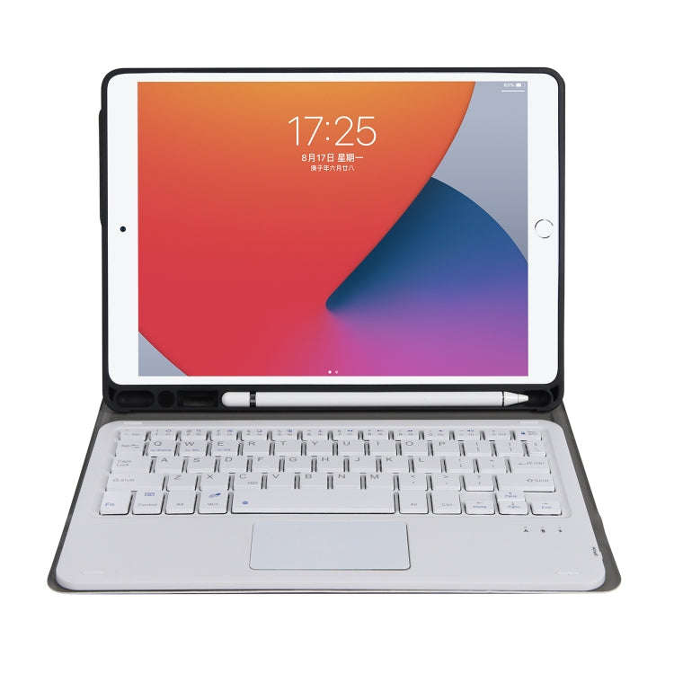 A102B-A Lambskin Texture Square Keycap Bluetooth Keyboard Leather Case with Touch Control For iPa...