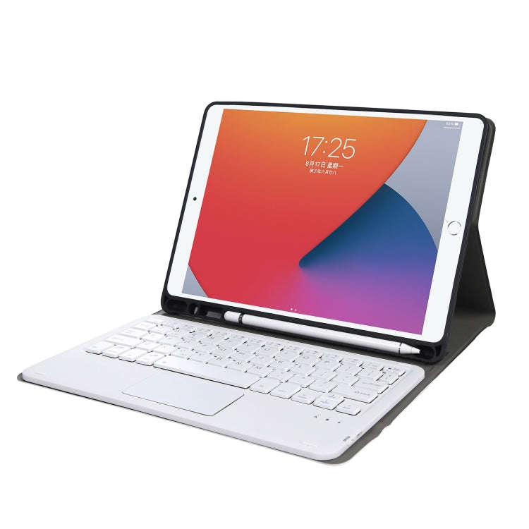 A102B-A Lambskin Texture Square Keycap Bluetooth Keyboard Leather Case with Touch Control For iPa...