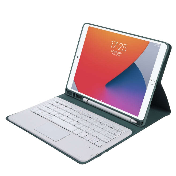 A102B-A Lambskin Texture Square Keycap Bluetooth Keyboard Leather Case with Touch Control For iPa...