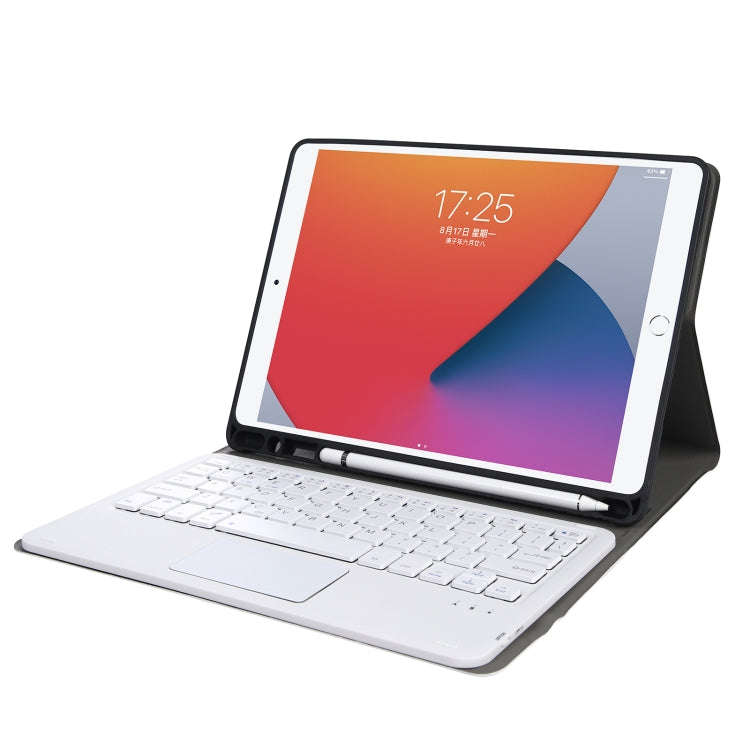 A11B-A Lambskin Texture Square Keycap Bluetooth Keyboard Leather Case with Touch Control For iPad...