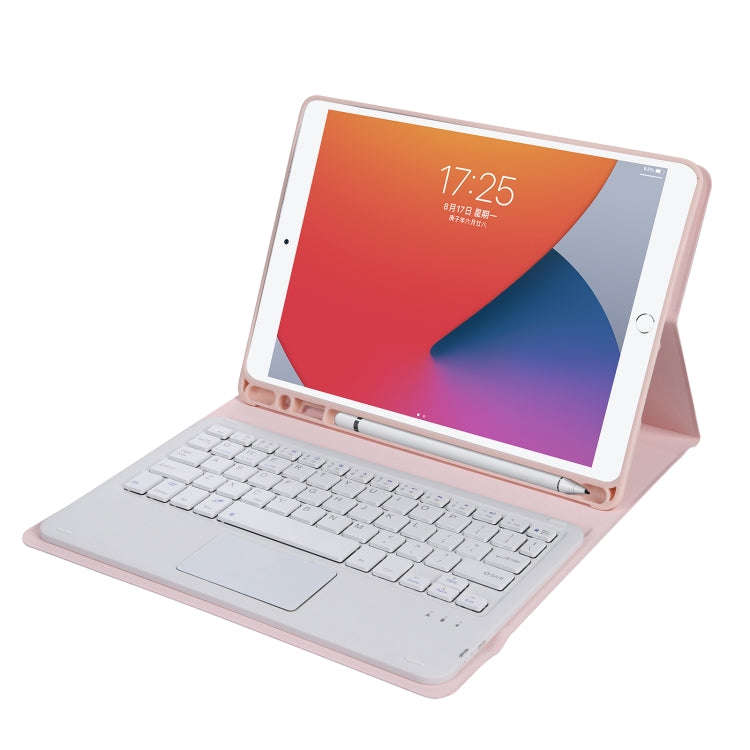 A11B-A Lambskin Texture Square Keycap Bluetooth Keyboard Leather Case with Touch Control For iPad...