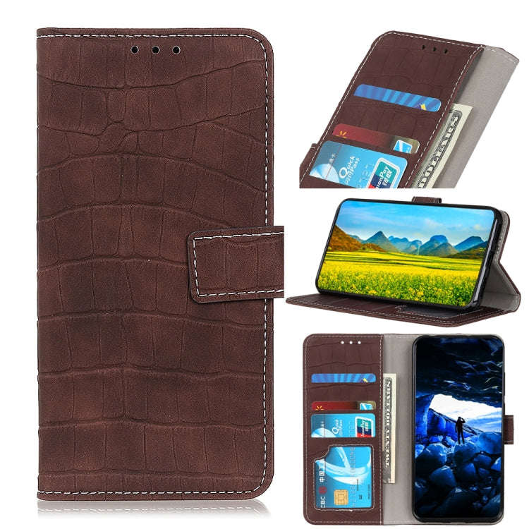 For Google Pixel 6a Crocodile Texture Flip Leather Phone Case with Holder & Card Slots(Brown)
