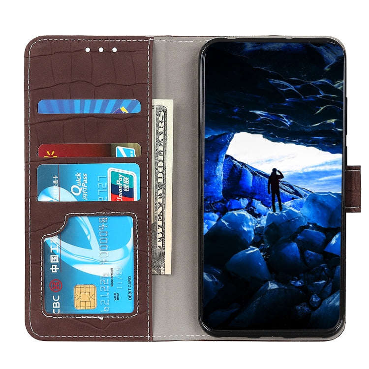 For Google Pixel 6a Crocodile Texture Flip Leather Phone Case with Holder & Card Slots(Brown)